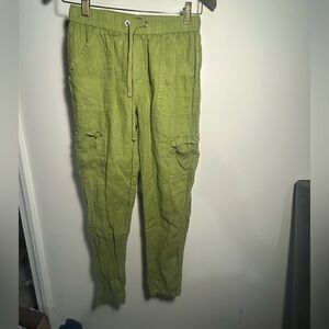 Nicole Miller Green Cargo Drawstring Pants